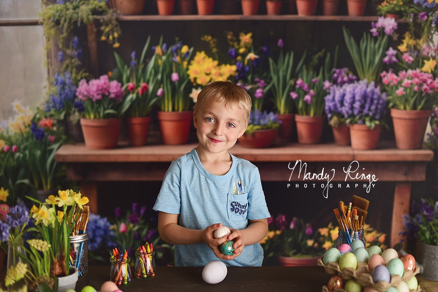 Kate Spring Flower Pots Backdrop Designed by Emetselch