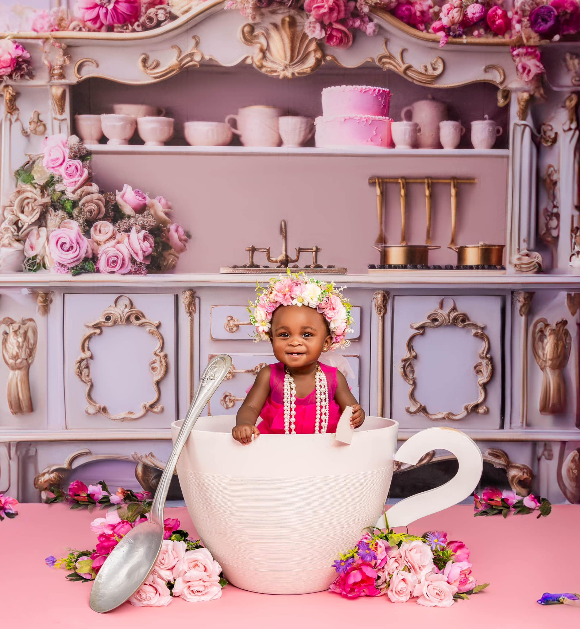 Kate Valentine Dollhouse Kitchen Room Backdrop Designed by Mini MakeBelieve - Kate Backdrop AU