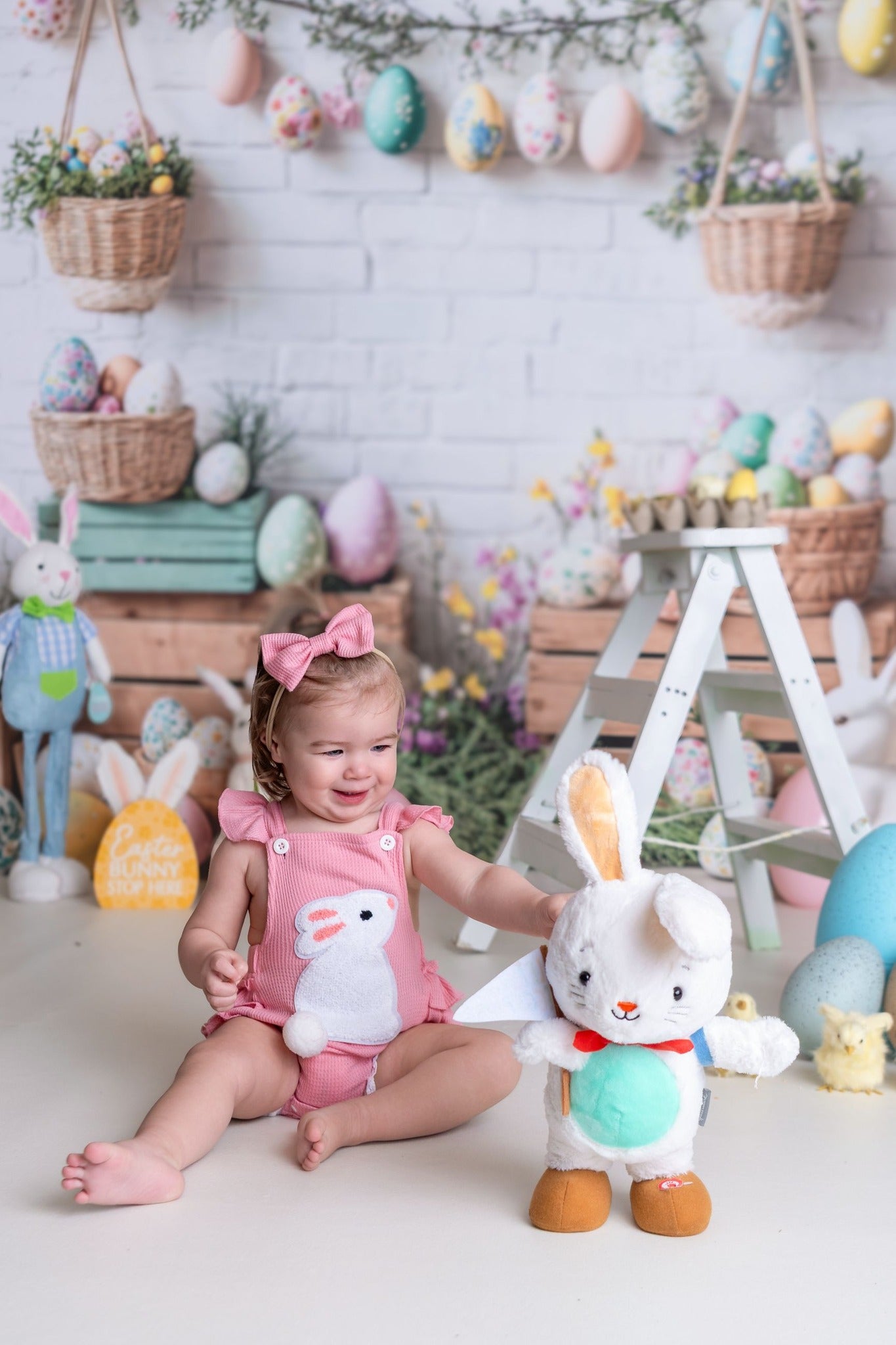 Kate Easter Bunny Floral Egg Rustic Backdrop Designed by Emetselch