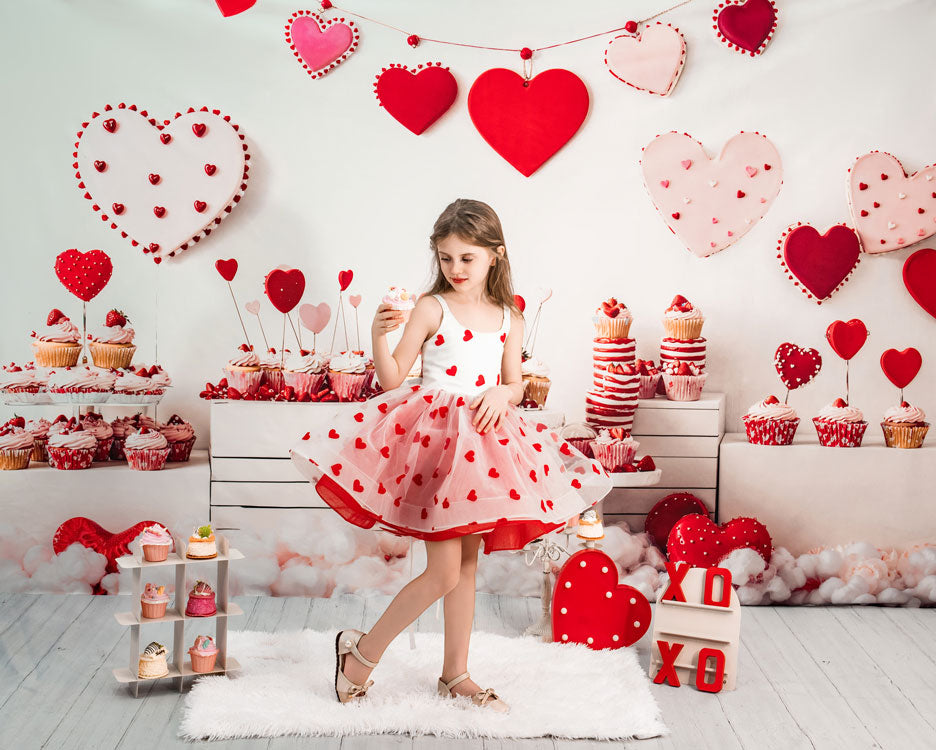 Kate Valentine Heart Cupcake Backdrop Designed by Emetselch