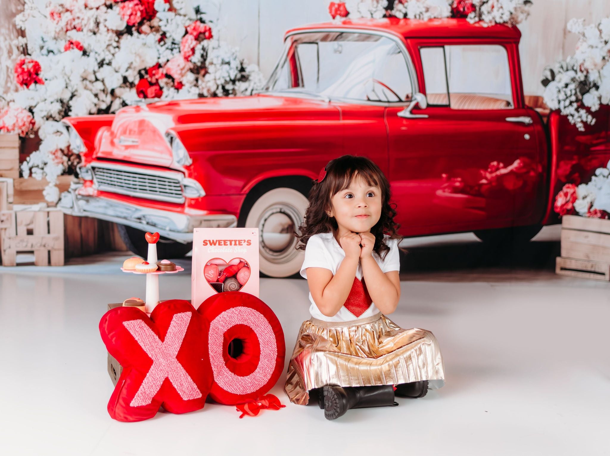 Kate Vintage Valentine’s Day Truck Backdrop Designed by Patty Roberts - Kate Backdrop AU