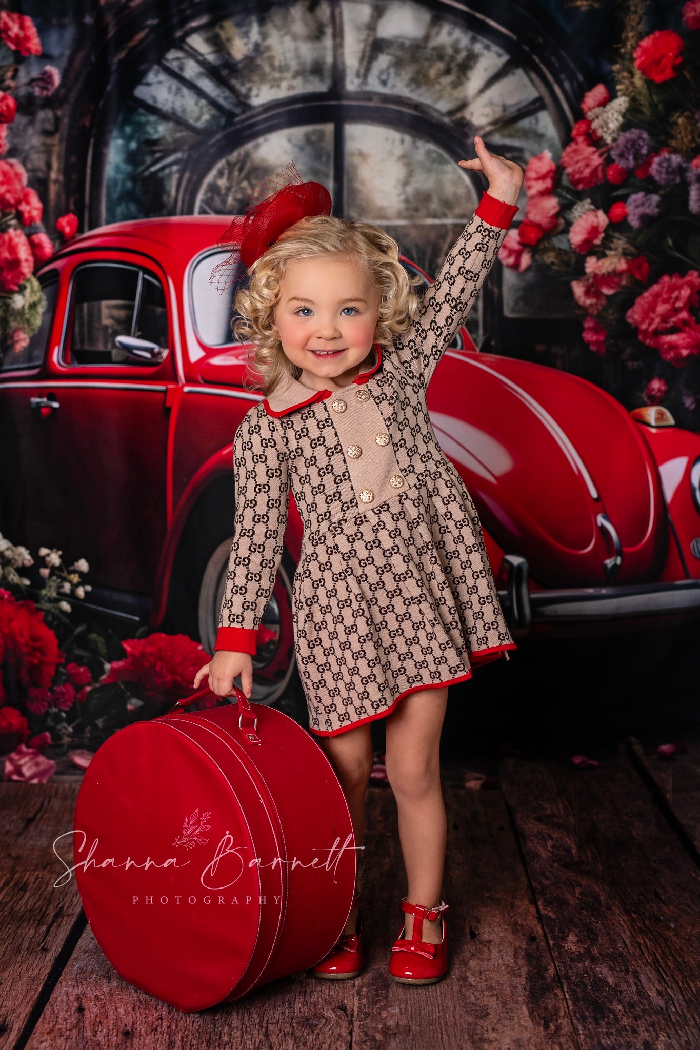 Kate Valentine's Day Red Car Backdrop Designed by Patty Roberts