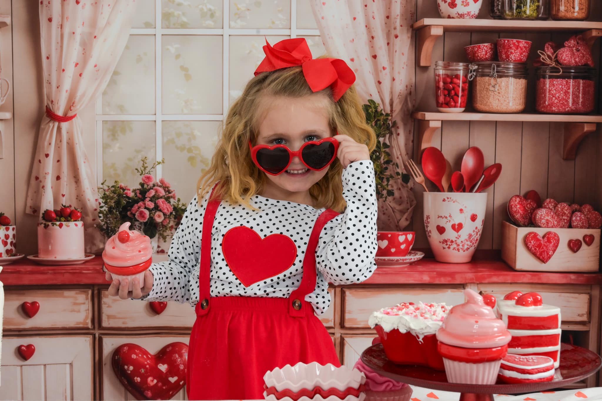 Kate Valentine's Day Kitchen Red Heart Cake Backdrop Designed by Emetselch - Kate Backdrop AU