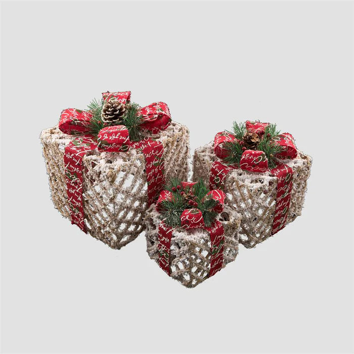 Kate Christmas Illuminated Iron Gift Box Set for Photography