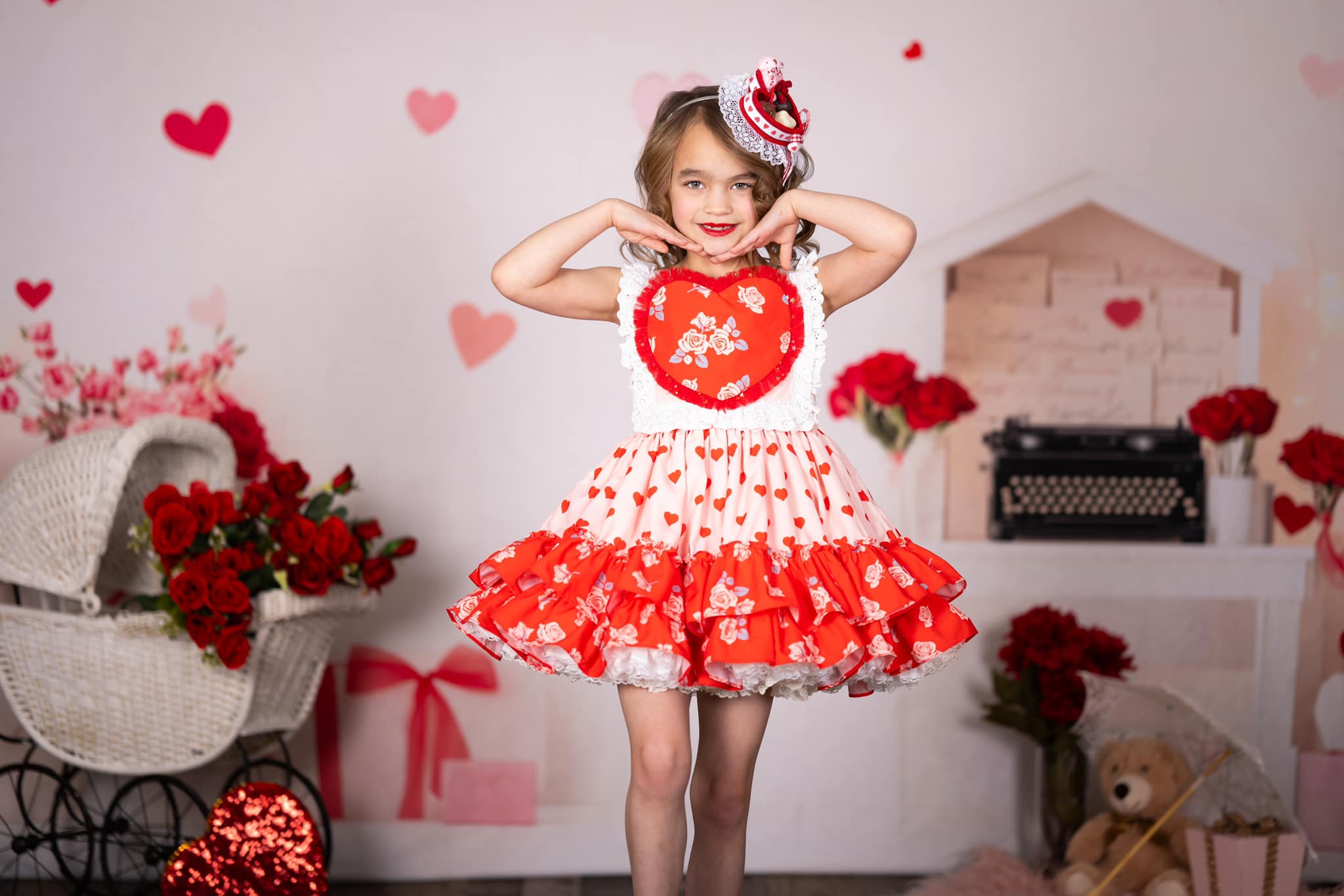 Kate Valentine Vintage Typewriter Heart Backdrop Designed by Patty Roberts - Kate Backdrop AU