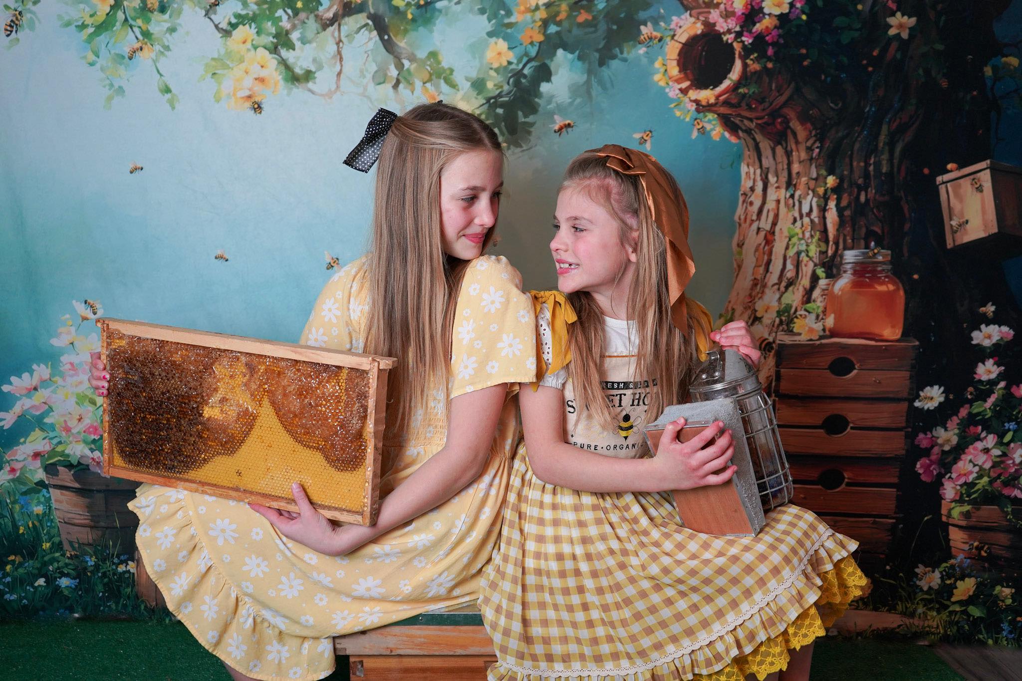 Kate Spring Honey Bee Tree Honeycomb Backdrop Designed by Emetselch - Kate Backdrop AU