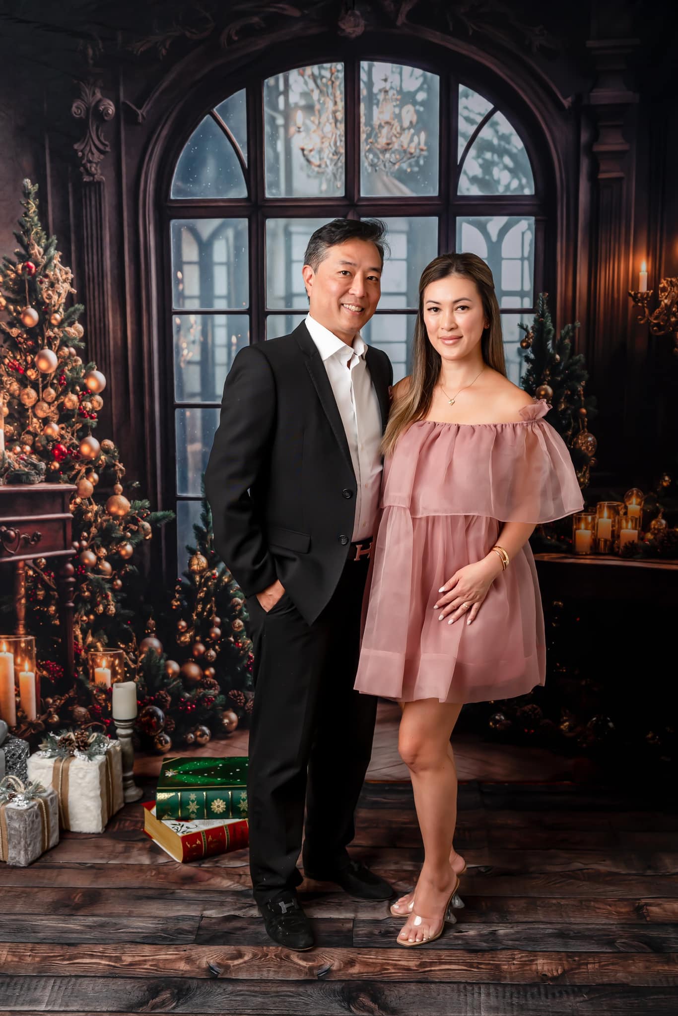 Kate Candlelight Christmas Tree Backdrop Arch Window Designed by Emetselch - Kate Backdrop AU