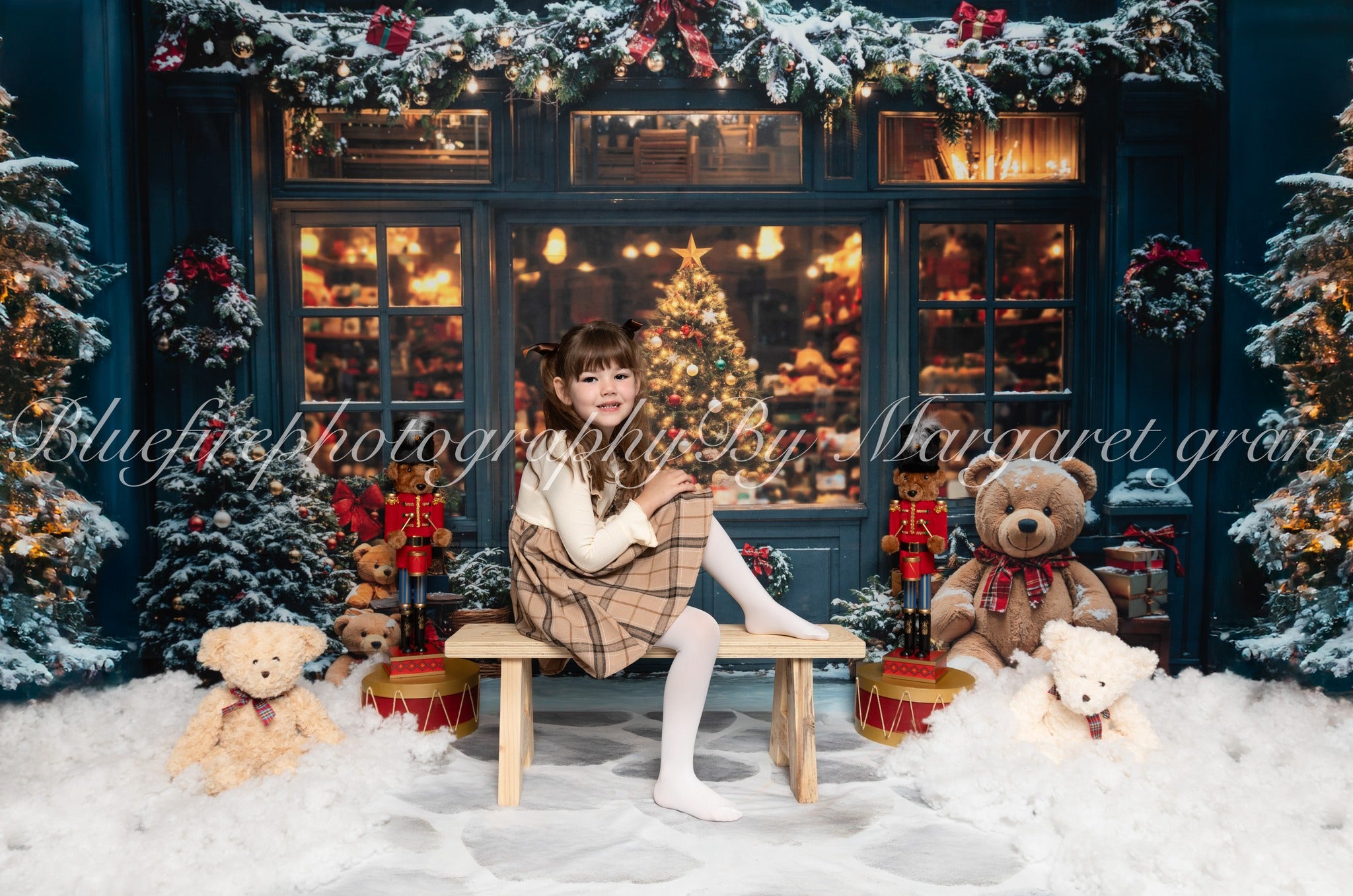 Kate Christmas Toy Shop Window Teddy Bears Backdrop Designed by Chain - Kate Backdrop AU
