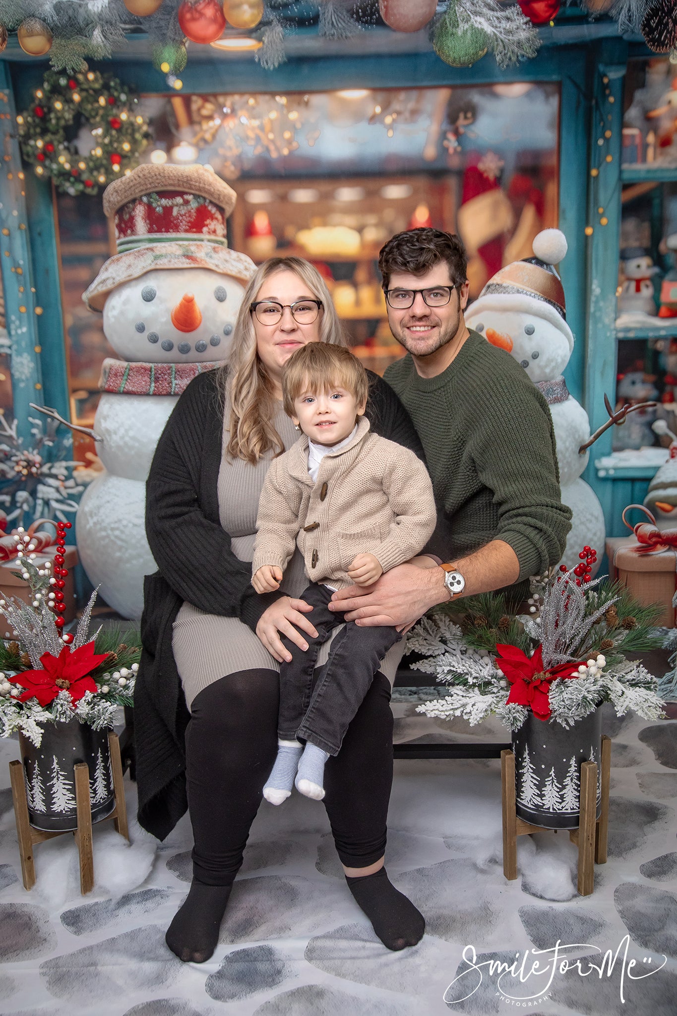 Kate Happy Snowman Shop Backdrop Winter Christmas Designed by Laura Bybee - Kate Backdrop AU
