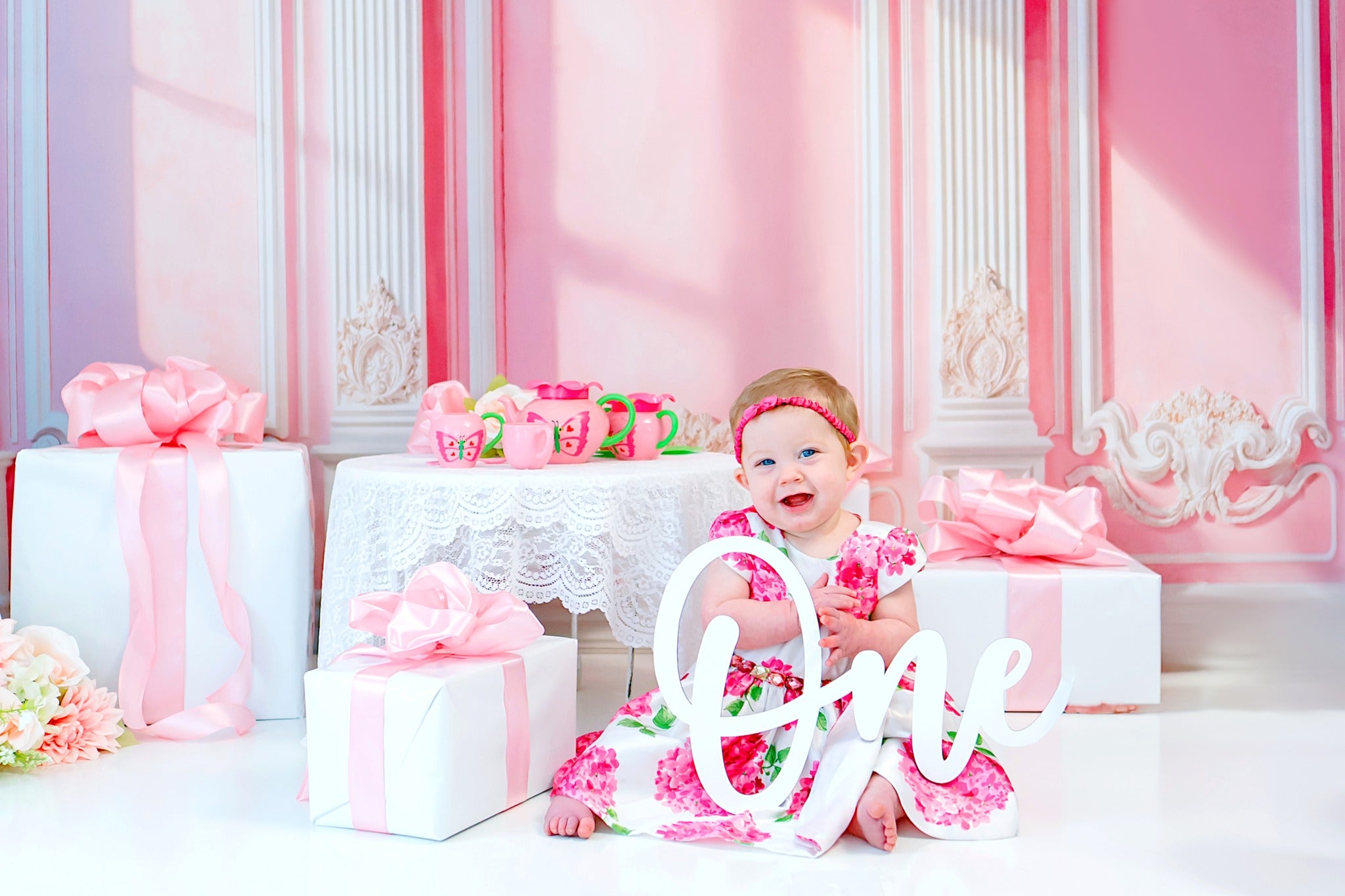 Kate Elegant Pink Vintage Wall Sunlight Backdrop Designed by Emetselch