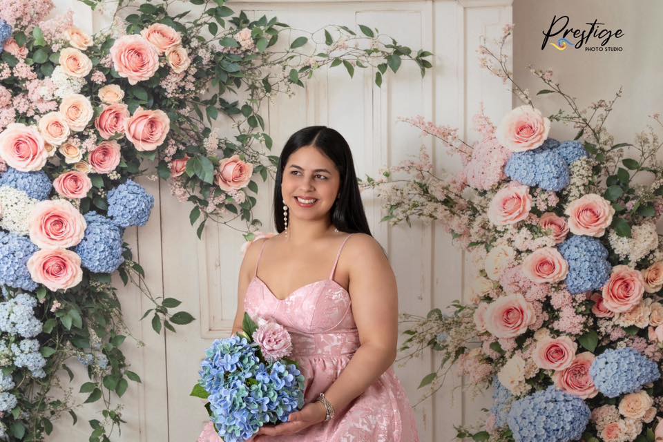 Kate Spring Flower White Elegant Door Backdrop Designed by Emetselch