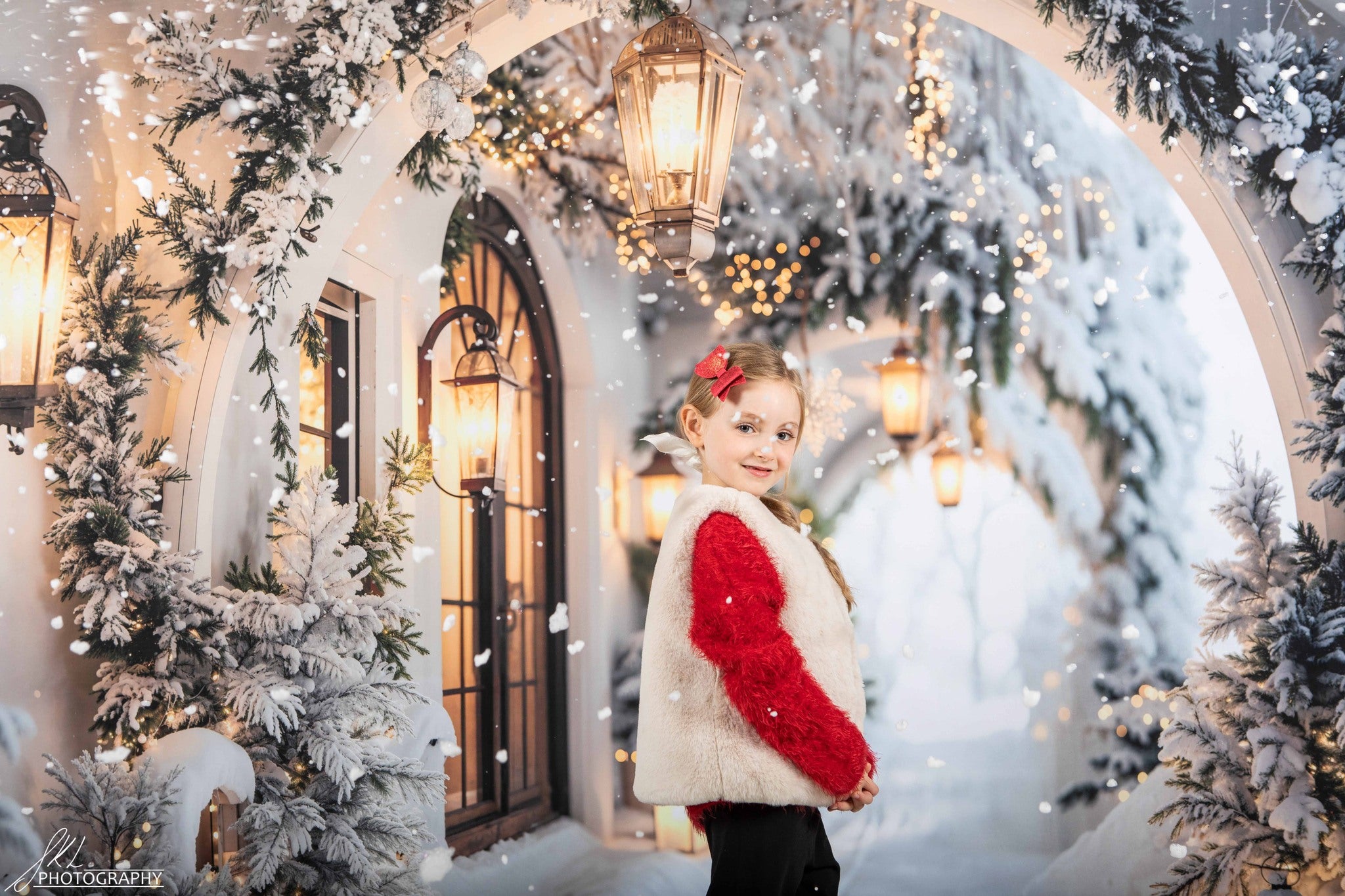 Kate Christmas Winter Snow Arch Backdrop Designed by Emetselch