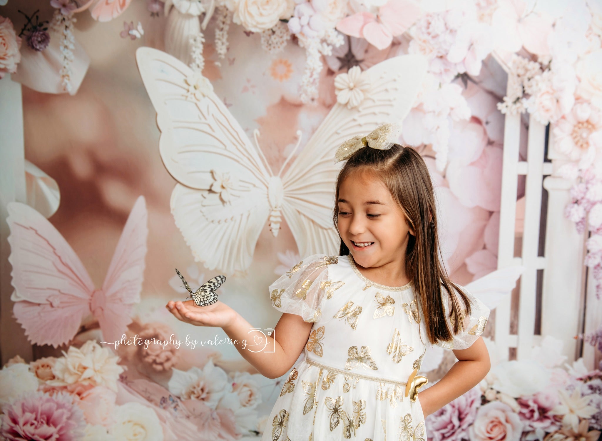 Kate Butterfly Flower Pink Pastel Backdrop Designed by Chain