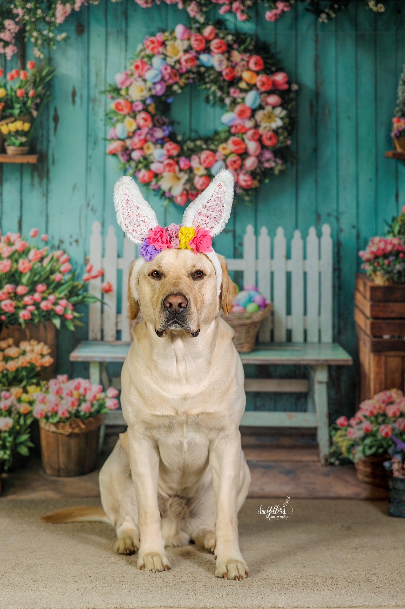 Kate Spring Floral Easter Wreath Backdrop Designed by Emetselch - Kate Backdrop AU