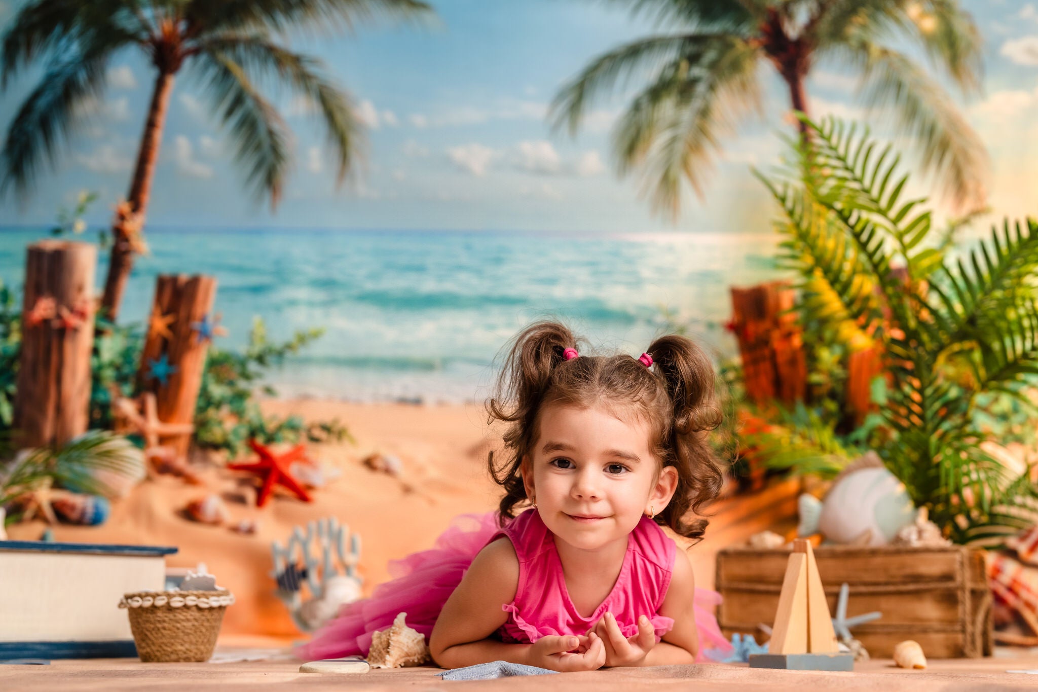 Kate Summer Beach Coconut Tree Backdrop Designed by Emetselch