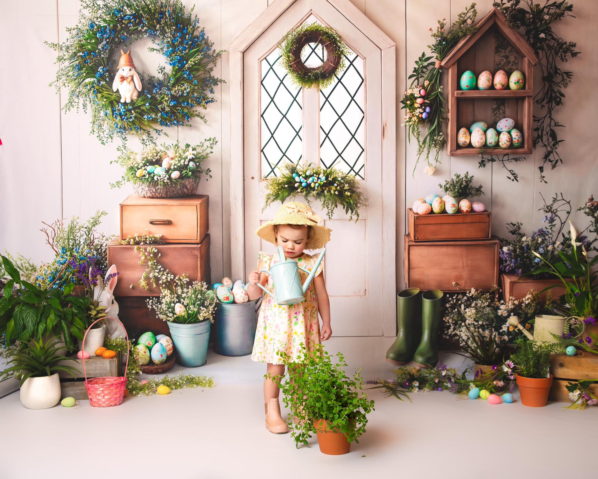 Kate Easter Bunny Spring Door Backdrop Designed by Emetselch - Kate Backdrop AU