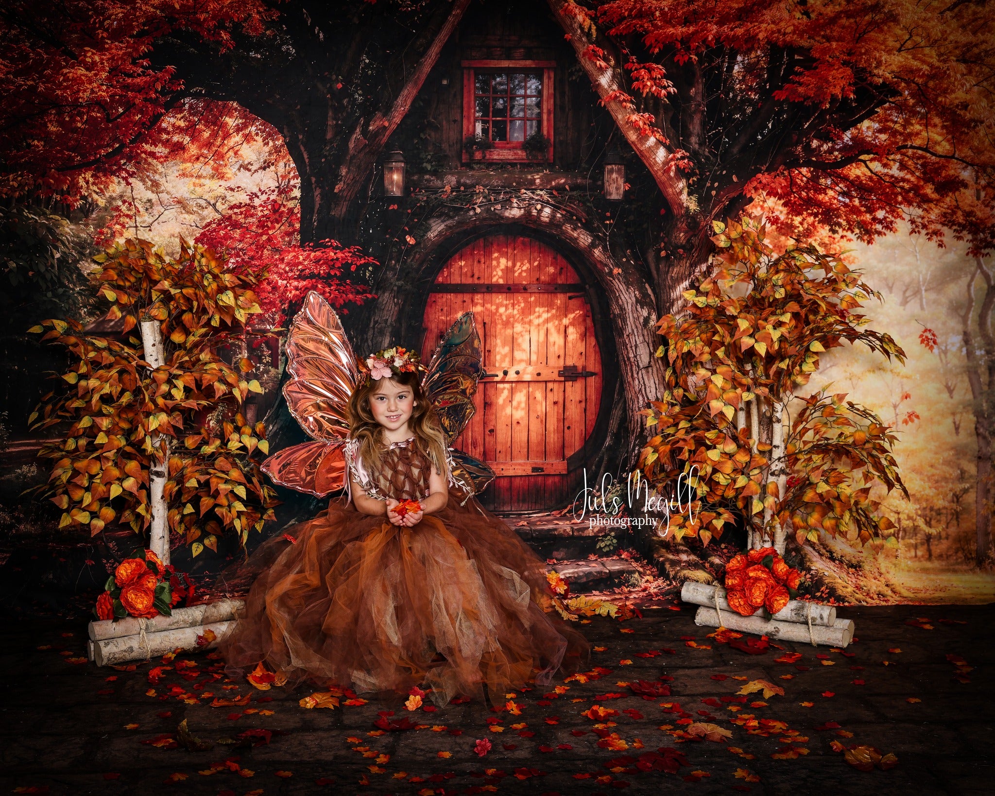 Kate Fall Maple Leaves Treehouse Forest Backdrop Designed by Emetselch - Kate Backdrop AU