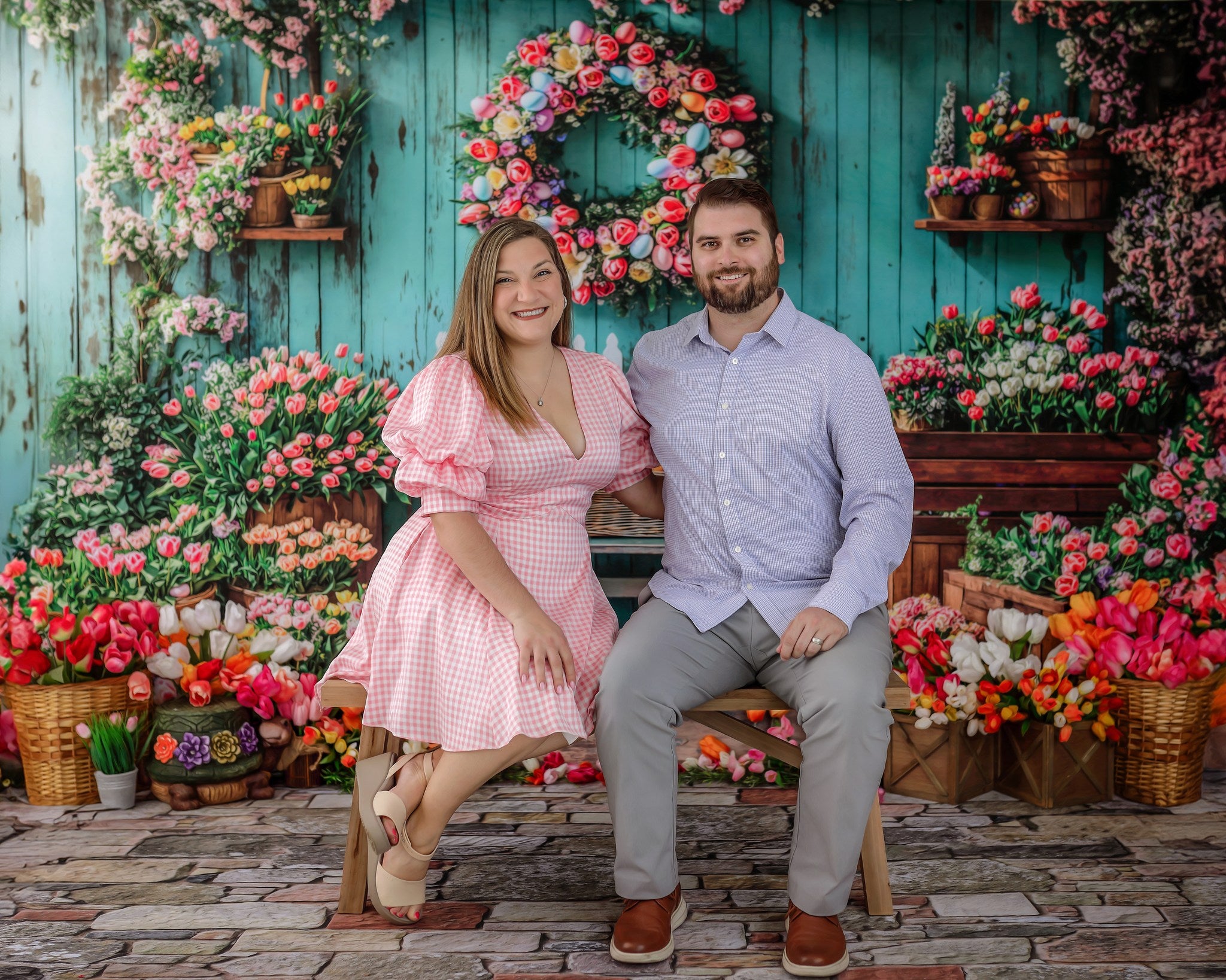 Kate Spring Floral Easter Wreath Backdrop Designed by Emetselch - Kate Backdrop AU
