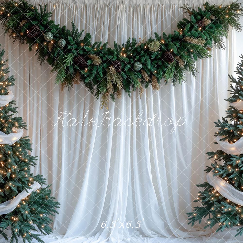 Kate Christmas Tree White Drapes Backdrop Designed by Mini MakeBelieve