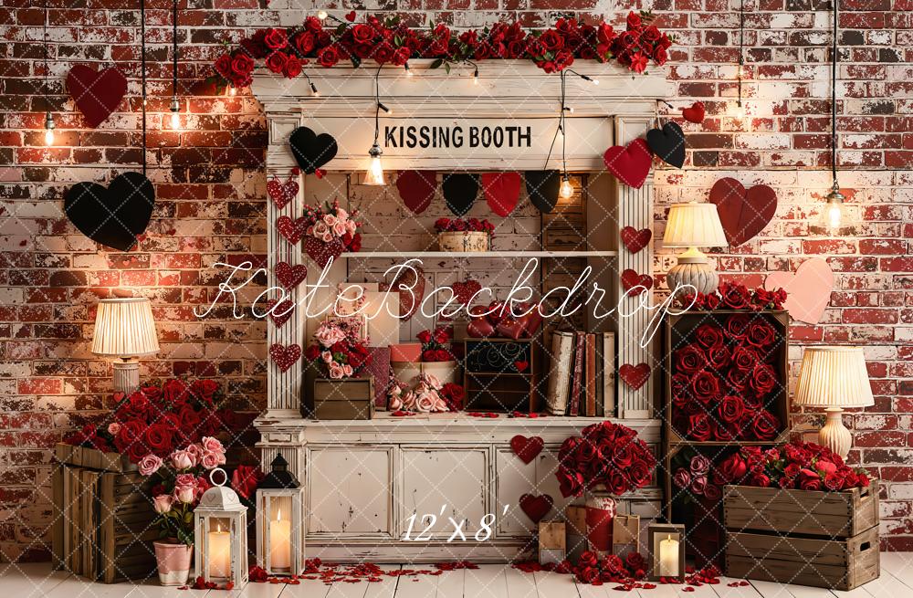 Kate Kissing Booth Red Roses Hearts Backdrop Designed by Emetselch