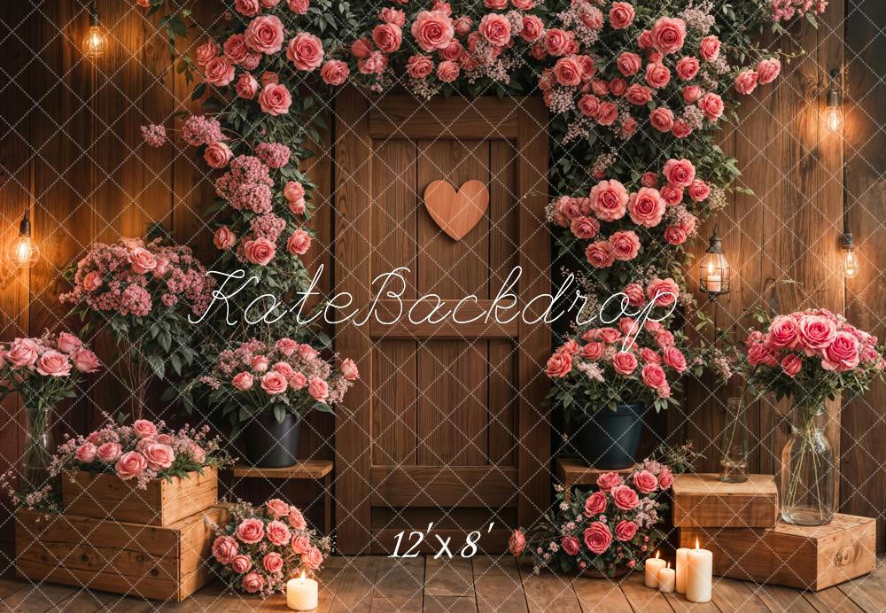 Kate Flower Poses Wooden Wall Fleece Backdrop Designed by Emetselch