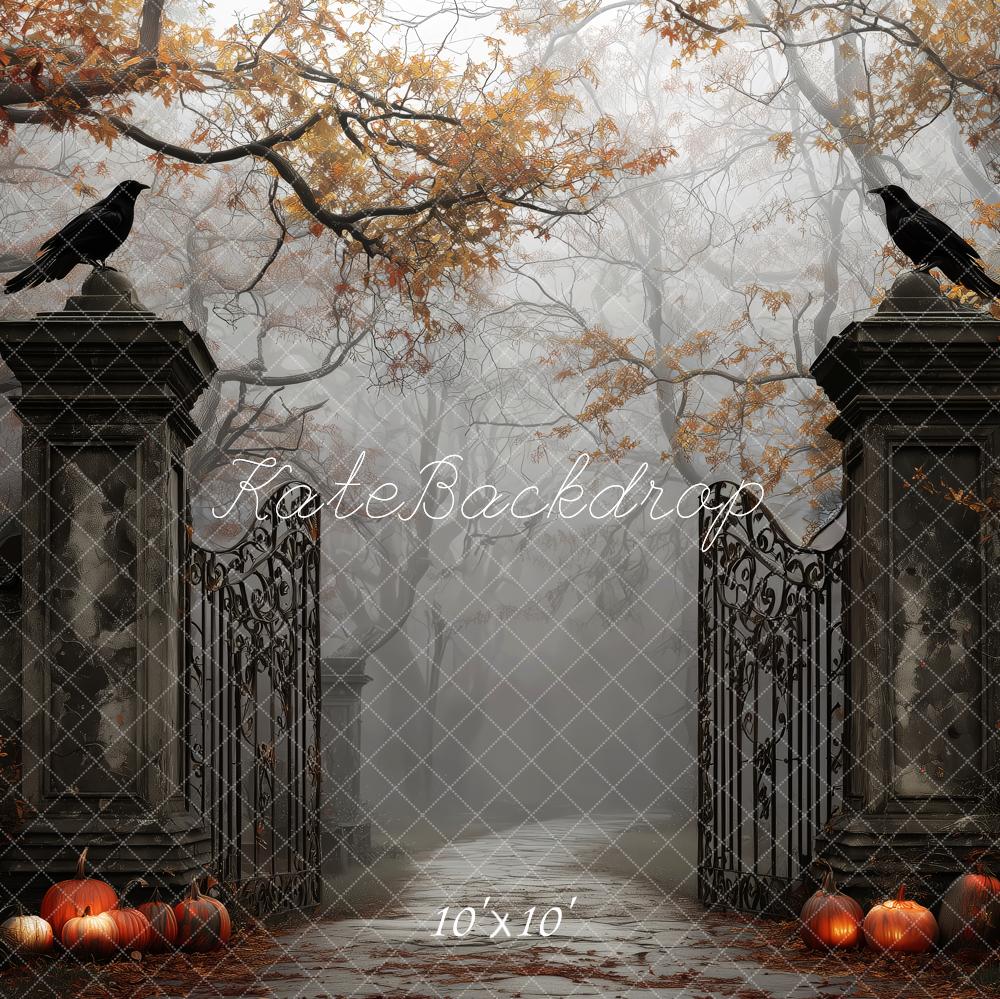 Kate Halloween Iron Gate Pumpkins Backdrop Designed by Patty Roberts