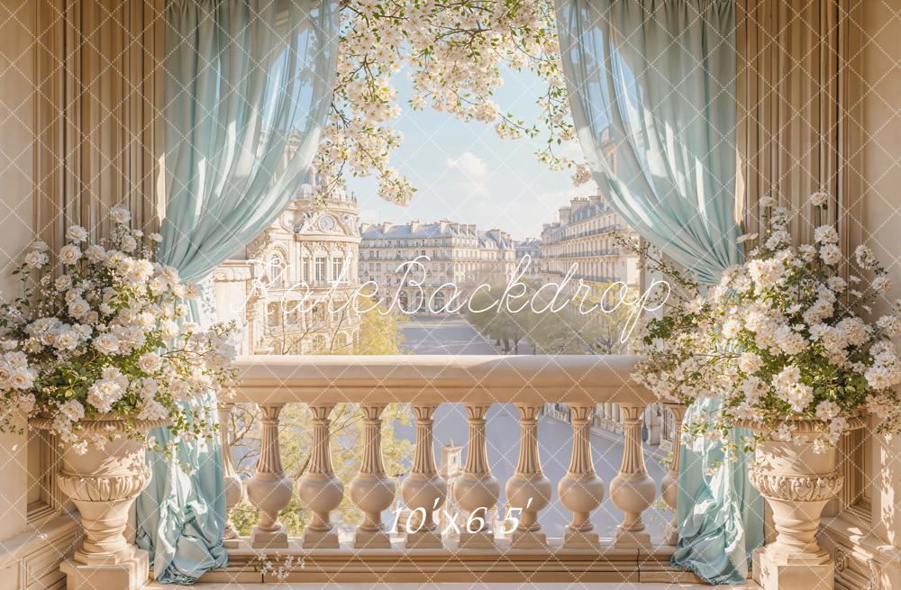 Kate Paris Balcony Flower Curtains Fleece Backdrop Designed by Emetselch