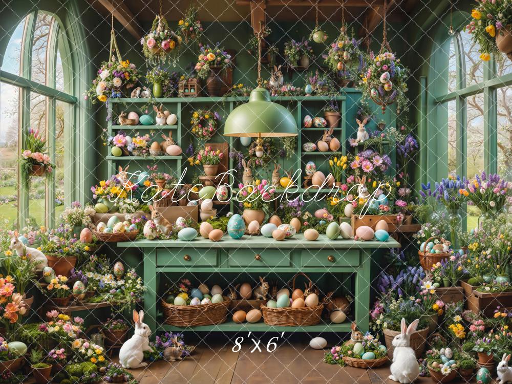 Kate Easter Bunny Eggs Greenhouse Backdrop Designed by Emetselch