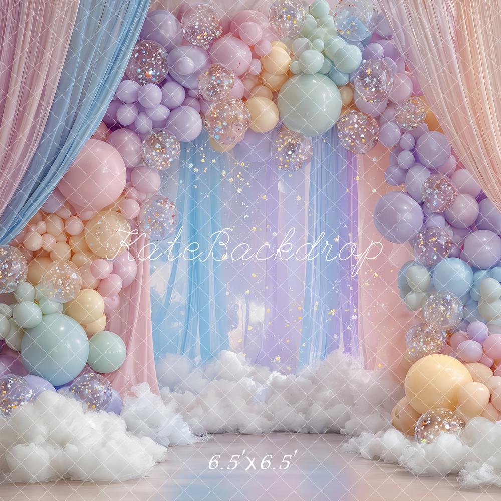 Kate Balloon Clouds Cake Smash Backdrop Designed by Ashley Paul