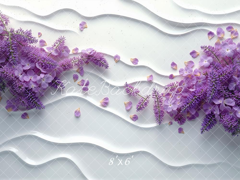 Kate Purple Floral Waves Backdrop Designed by Mini MakeBelieve