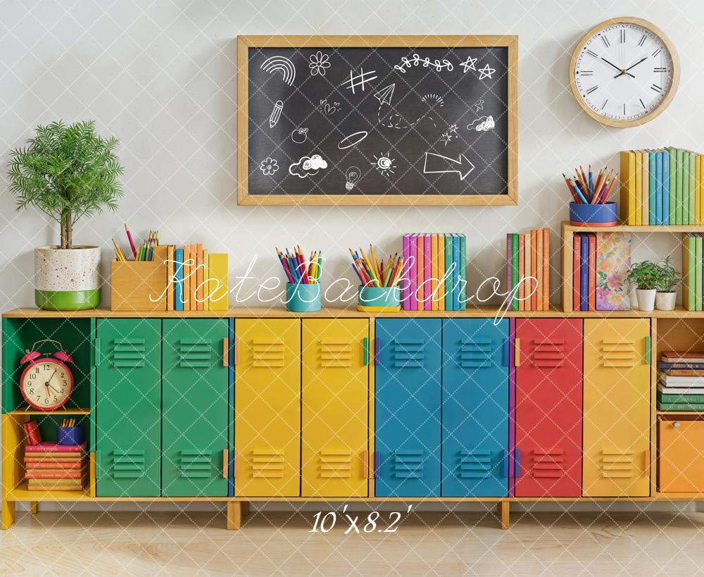 Kate Back to School Colourful Lockers Backdrop Designed by Emetselch - Kate Backdrop AU