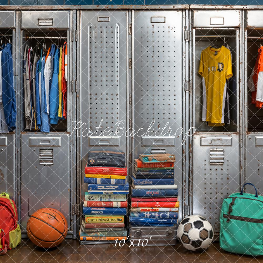 Kate Back to School Lockers Sports Balls Backdrop Designed by Emetselch - Kate Backdrop AU