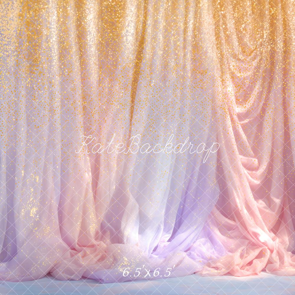 Kate Gold Glitter Ombre Draped Backdrop Designed by Emetselch