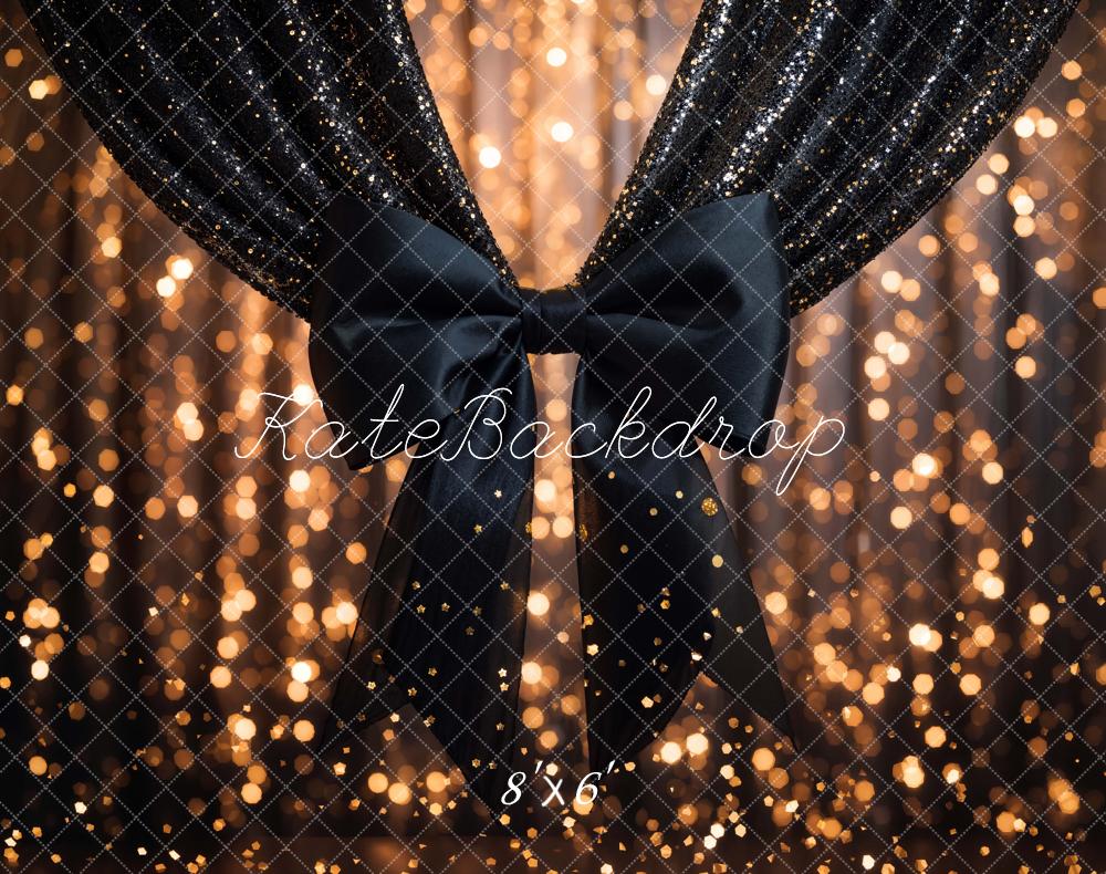Kate Black Curtain Bow Bokeh Fleece Backdrop Designed by Chain - Kate Backdrop AU