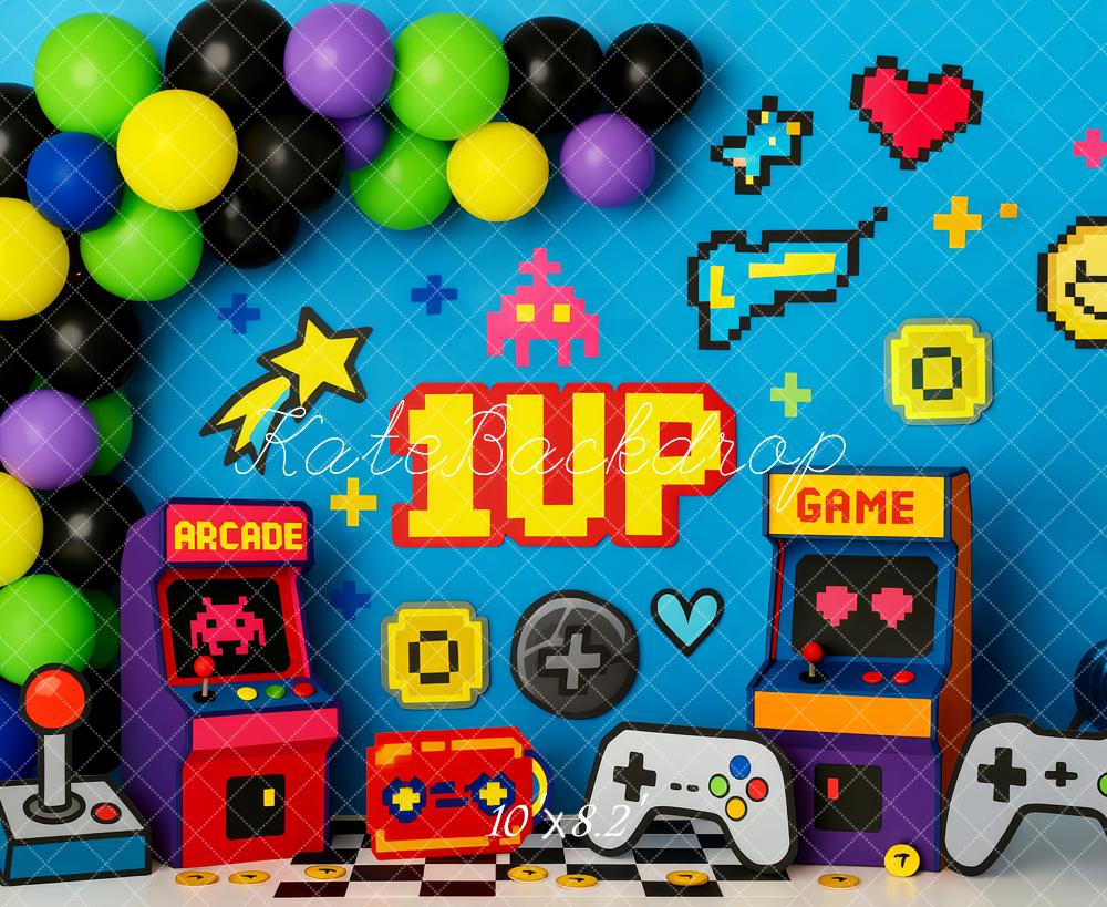 Kate Arcade Game Controller Blue Backdrop Designed by Patty Roberts - Kate Backdrop AU