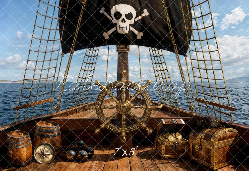 Kate Pirate Ship Wheel Treasure Chest Backdrop Designed by Emetselch