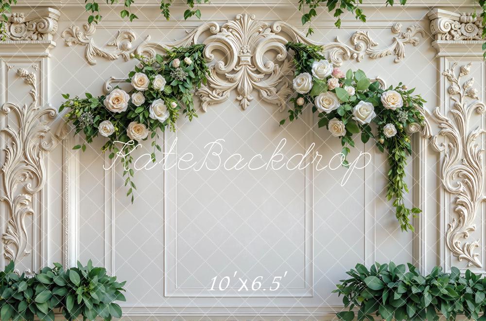Lightning Deal Kate Wedding White Roses Floral Backdrop Designed by Mini MakeBelieve