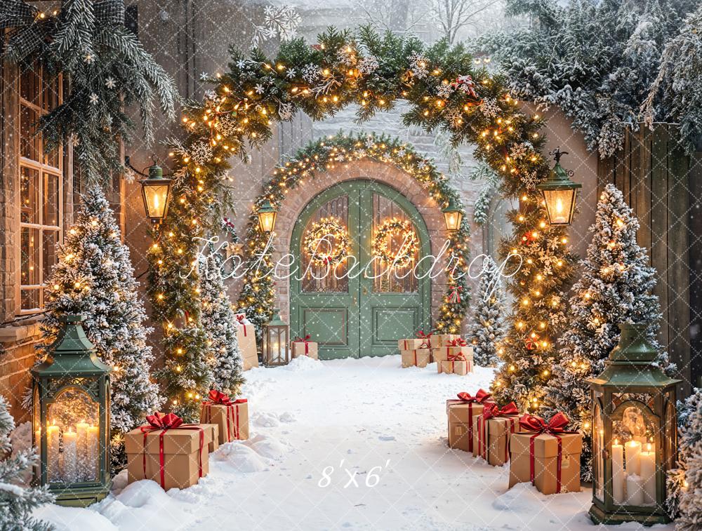 Kate Christmas Snowy Arch Fleece Backdrop Designed by Emetselch