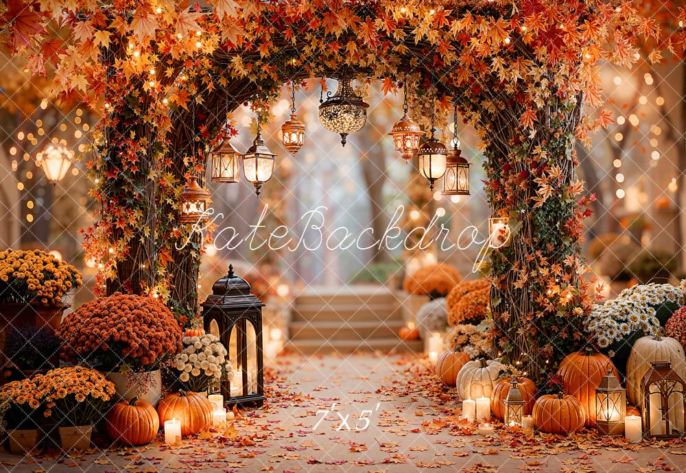 Kate Autumn Arch Pumpkins Lanterns Flowers Backdrop Designed by Emetselch