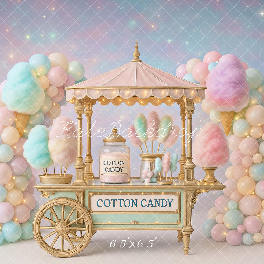 Kate Cotton Candy Cart Balloons Backdrop Designed by Ashley Paul - Kate Backdrop AU