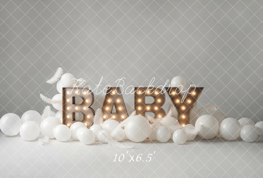 Kate Baby Marquee Letters Balloons Fleece Backdrop Designed by Emetselch