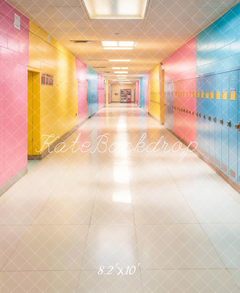 Kate Colourful School Hallway Lockers Backdrop Designed by Chain - Kate Backdrop AU