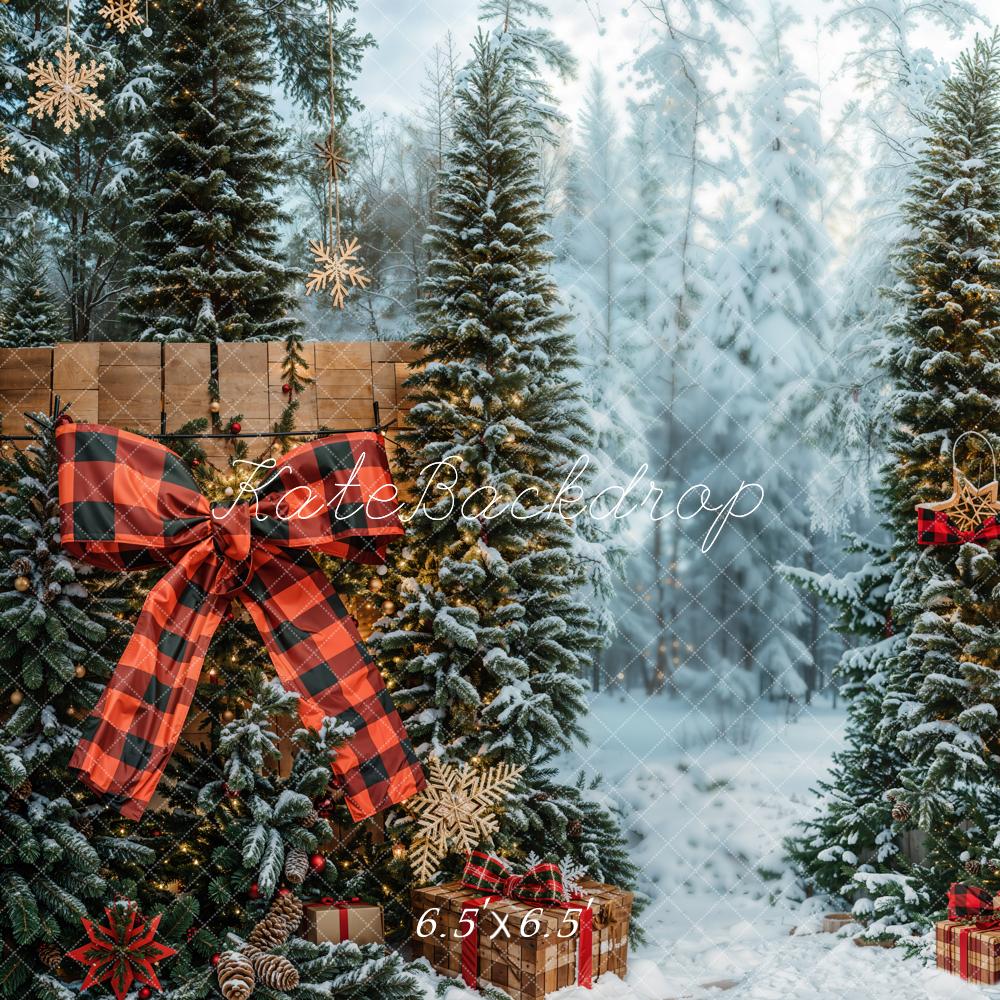 Kate Christmas Pine Trees Snow Backdrop Designed by Emetselch - Kate Backdrop AU