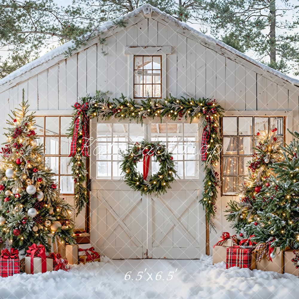 Kate Christmas Snow House Trees Presents Backdrop Designed by Emetselch - Kate Backdrop AU