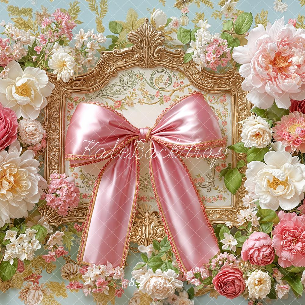 Kate Flower Pink Bow Backdrop Designed by Emetselch