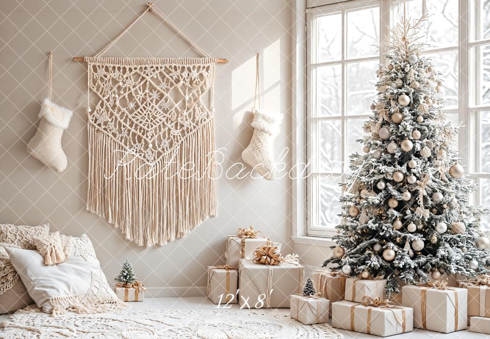 Kate Boho Christmas Tree Fleece Backdrop Designed by Emetselch