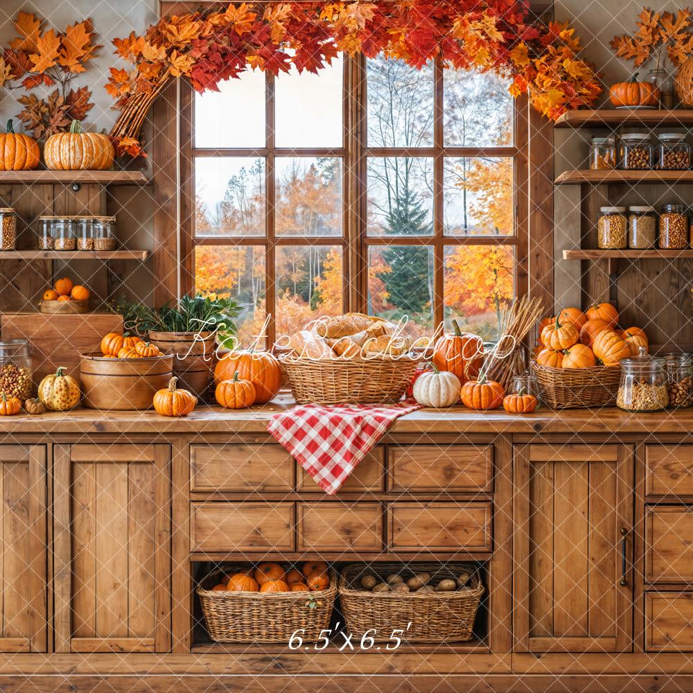 Kate Autumn Pumpkin Kitchen Window Backdrop Designed by Emetselch