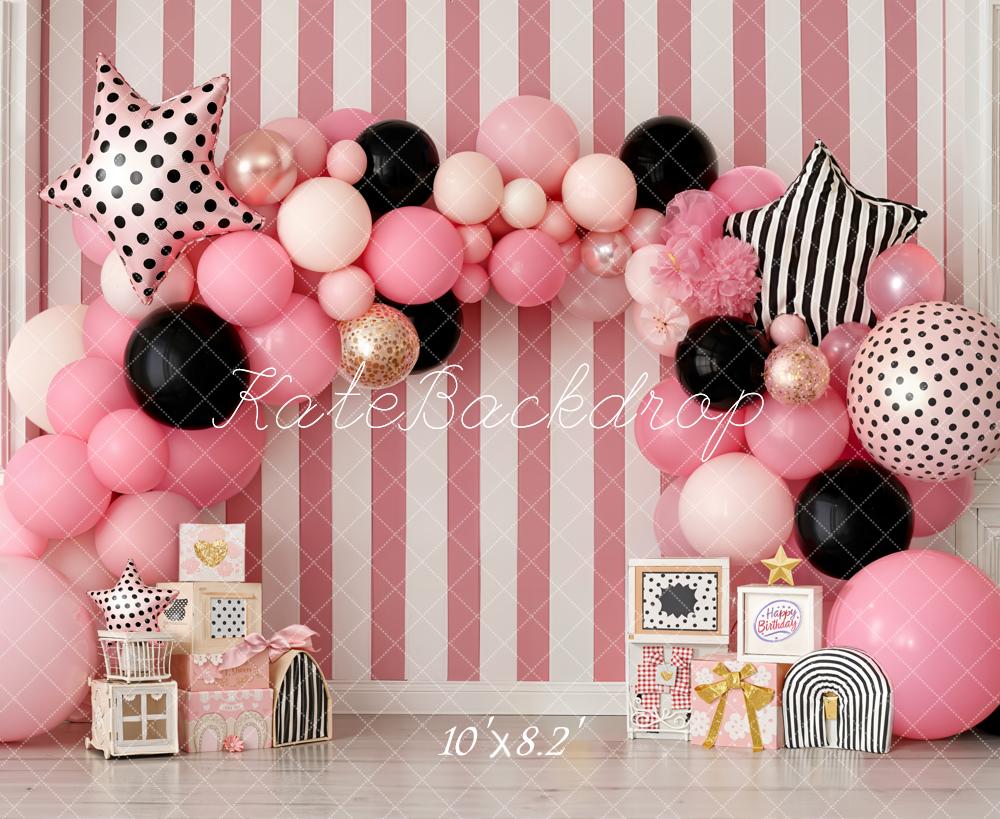 Kate Pink Balloon Cake Smash Fleece Backdrop Designed by Emetselch
