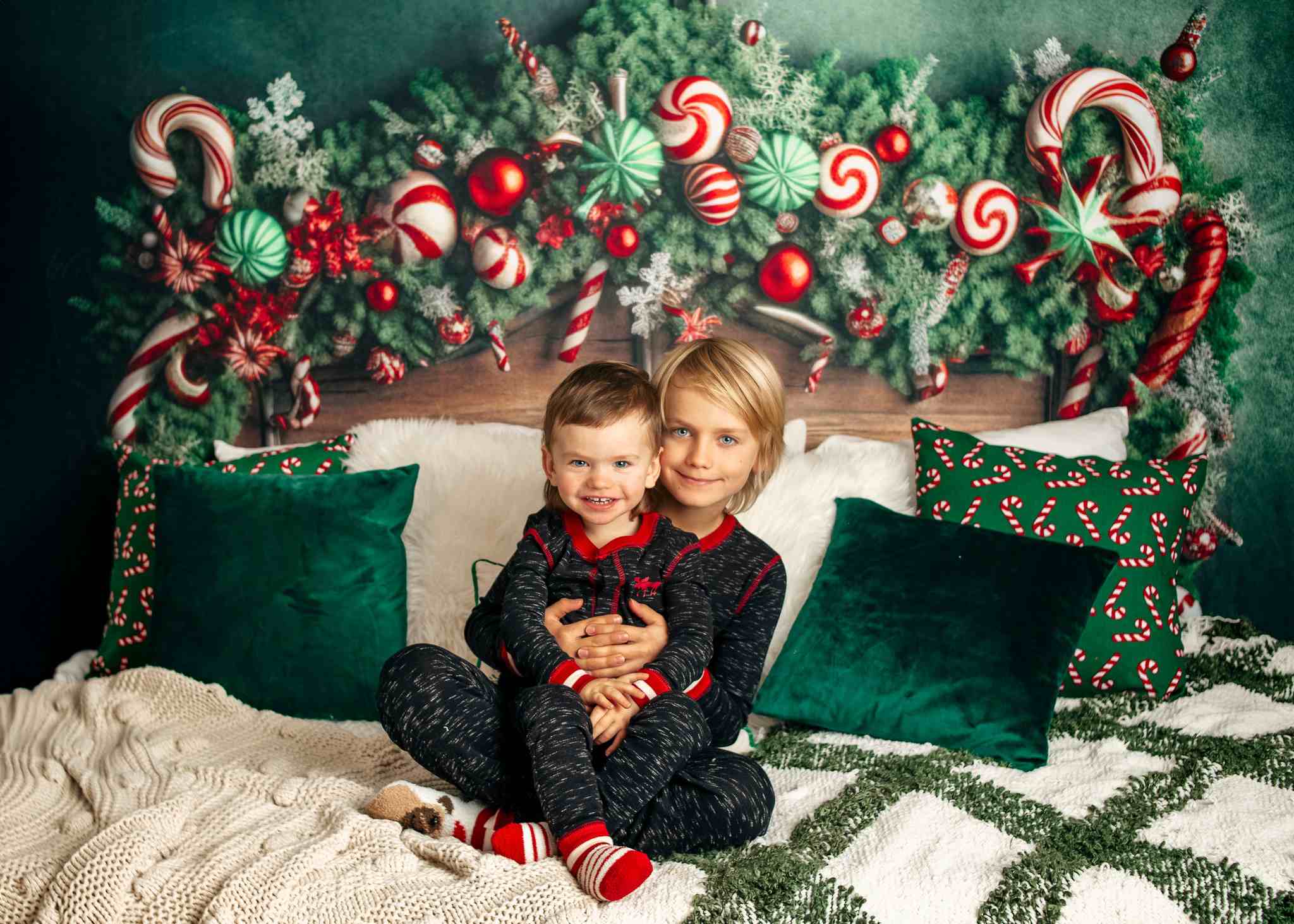 Kate Green Christmas Headboard Backdrop Candy Cane Designed by Mandy Ringe Photography