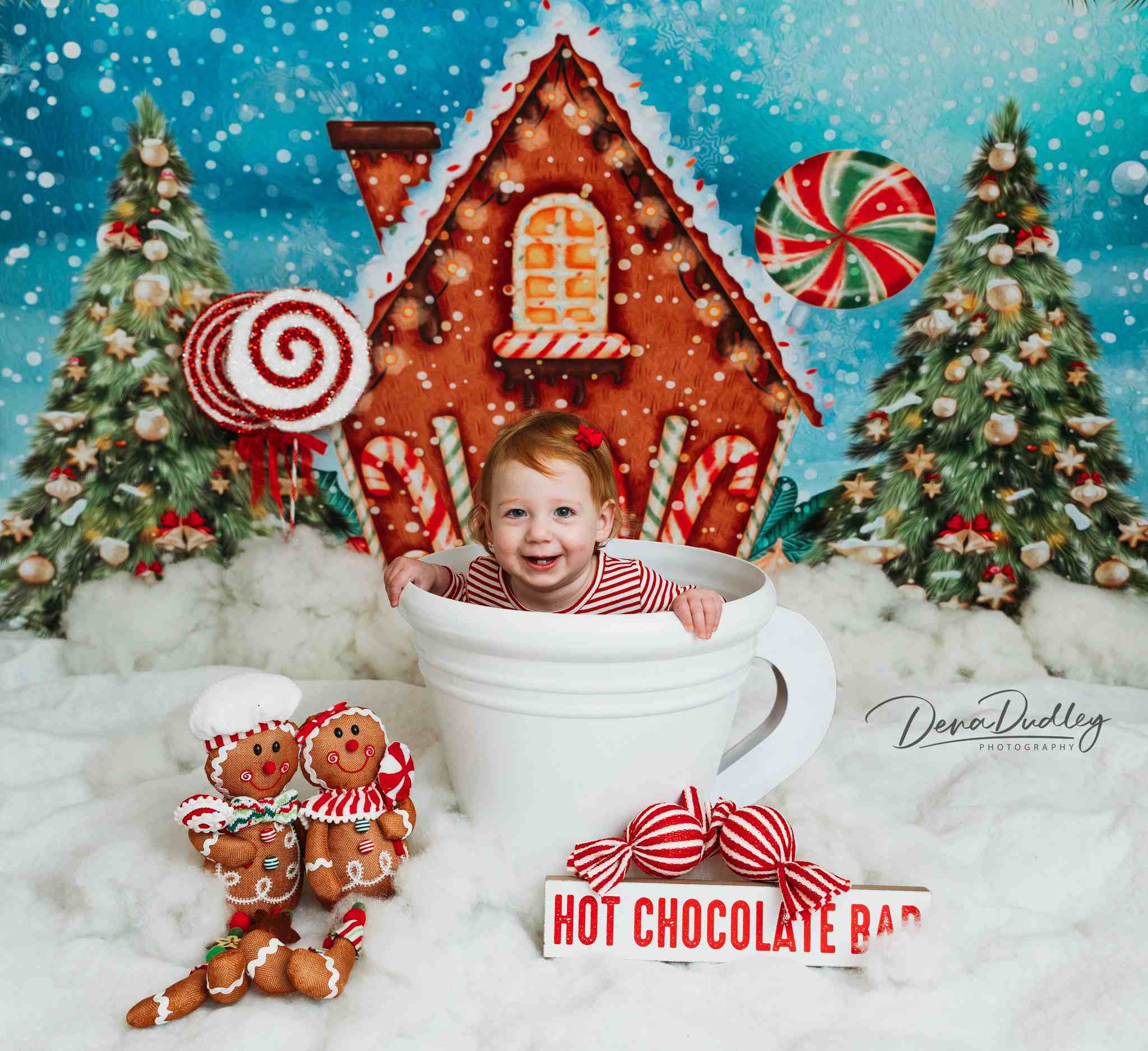 Kate Christmas Oil Painting Candy House Snow Backdrop for Photography - Kate Backdrop AU